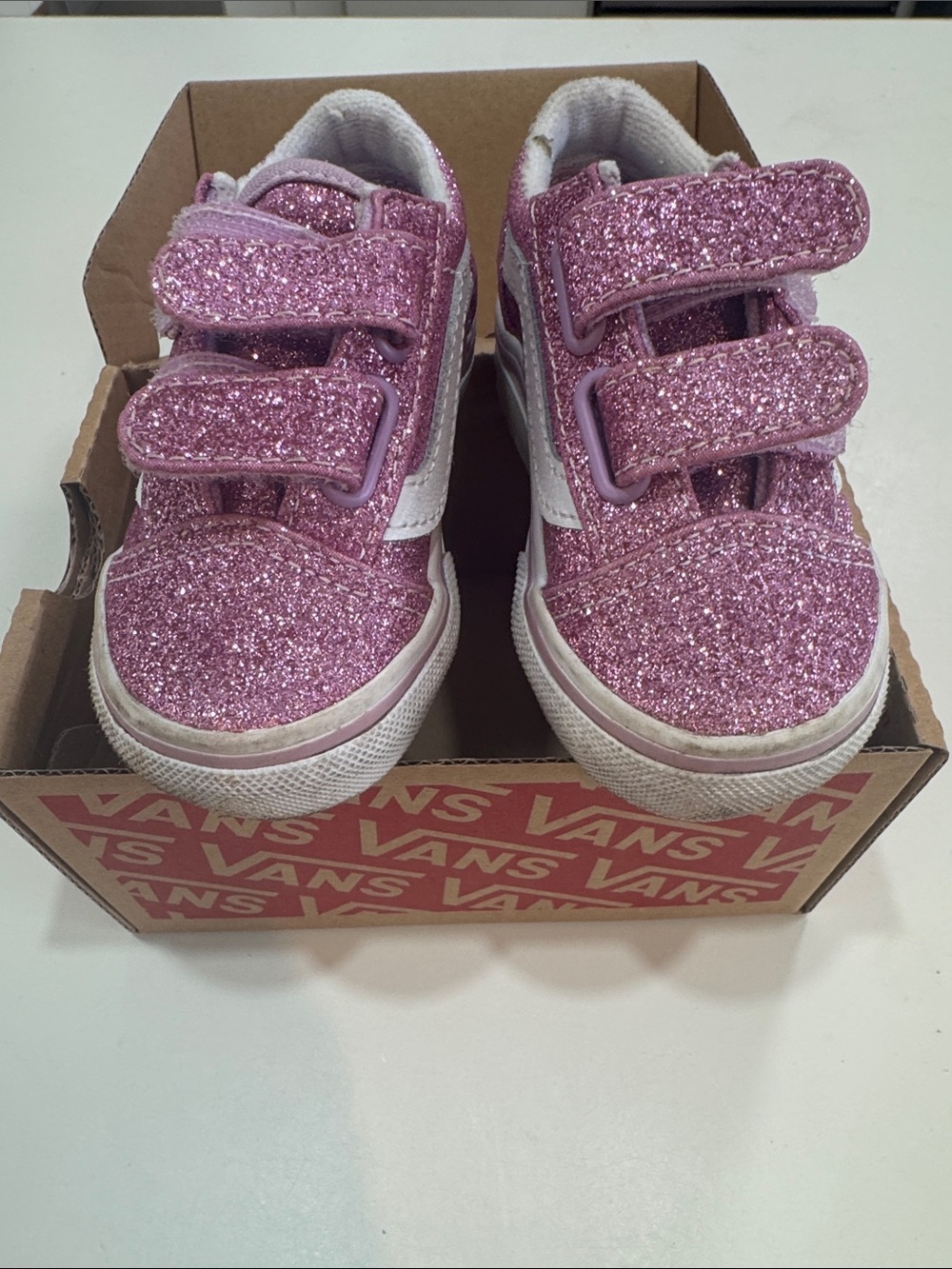 Vans Kids Glitter Hook-and-Loop Sneakers - Pink